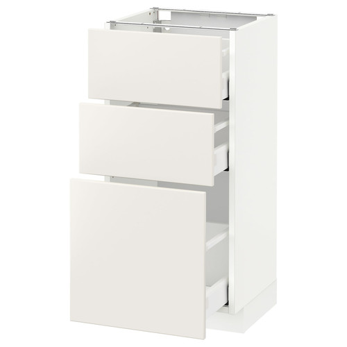 METOD / MAXIMERA Base cabinet with 3 drawers, white, Veddinge white, 40x37 cm