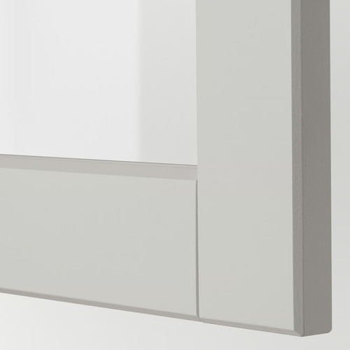 LERHYTTAN Glass door, light grey, 40x100 cm