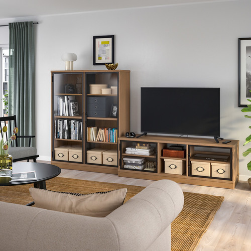 LANESUND TV storage combination, grey-brown, 282x47x152 cm