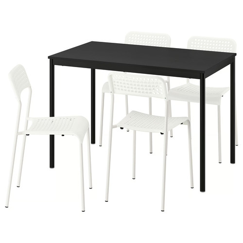 SANDSBERG Table and 4 chairs, black black/white, 110x67 cm