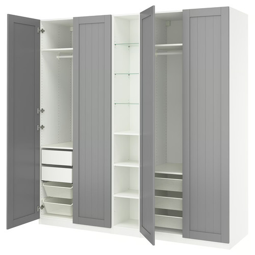 PAX / GULLABERG Wardrobe combination, grey grey/white, 235x60x236 cm