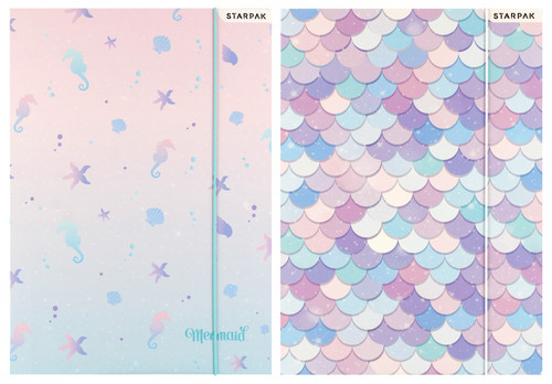 Document File Folder with Elastic Band A4 1pc Mermaid, assorted patterns