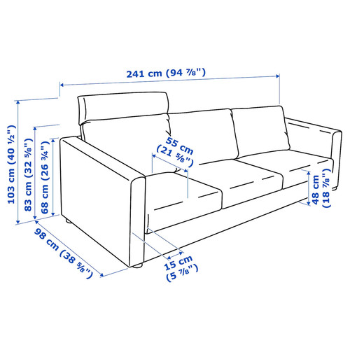 VIMLE 3-seat sofa, with headrest/Saxemara black-blue