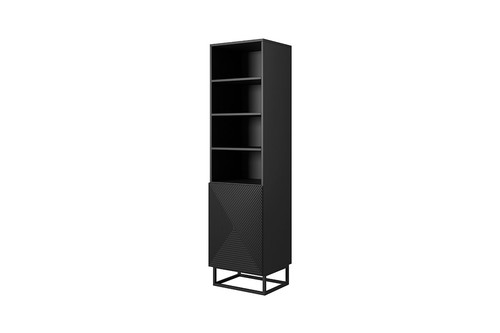 Shelving Unit Bookcase Asha 50cm, metal legs, matt black