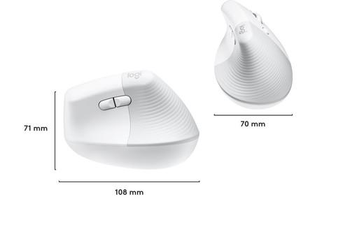 Logitech Optical Wireless Mouse Lift White Right Handed 910-006475