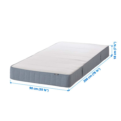VESTMARKA Spring mattress, firm/light blue, 90x200 cm