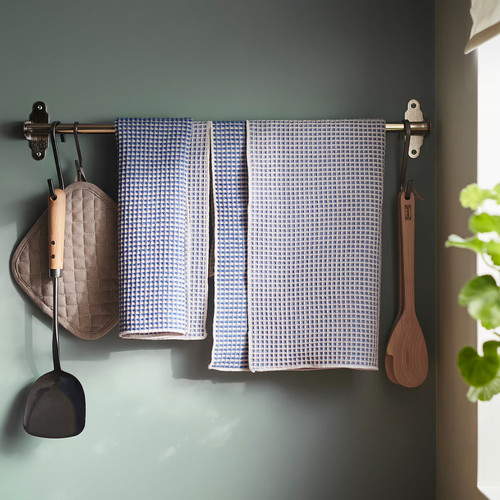 VÄLVÅRDAD Tea towel, blue/white, 45x60 cm, 2 pack