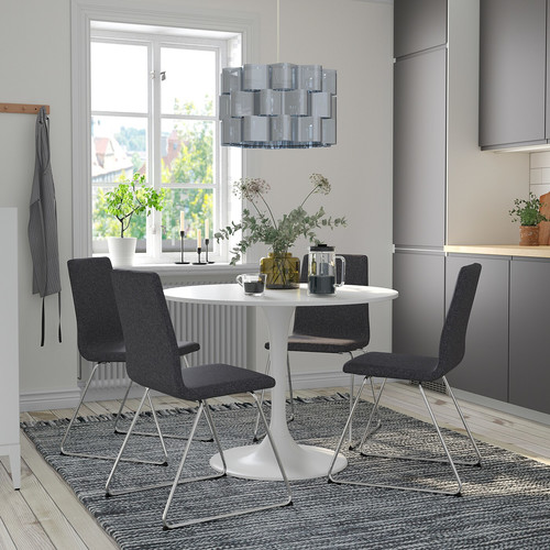 DOCKSTA / LILLÅNÄS Table and 4 chairs, white/chrome-plated Gunnared dark grey, 103 cm
