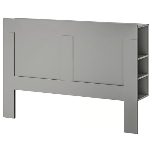 BRIMNES Headboard with storage compartment, grey, 140 cm