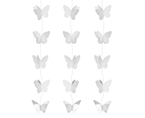 Hanging Decoration Celebration Butterflies 7.5cm 200cm, white