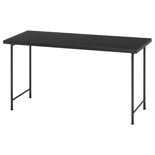 LAGKAPTEN / SPÄND Desk, black-brown/black, 140x60 cm