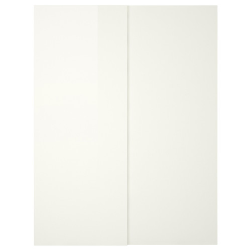 HASVIK Pair of sliding doors, high-gloss white, 150x236 cm