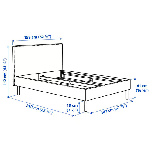 TÄRNKULLEN Cover bed frame, Tibbleby beige/grey, 140x200 cm