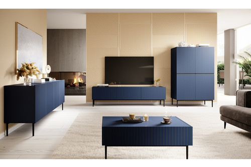 Four-Door Cabinet Nicole 200 cm, dark blue, black legs