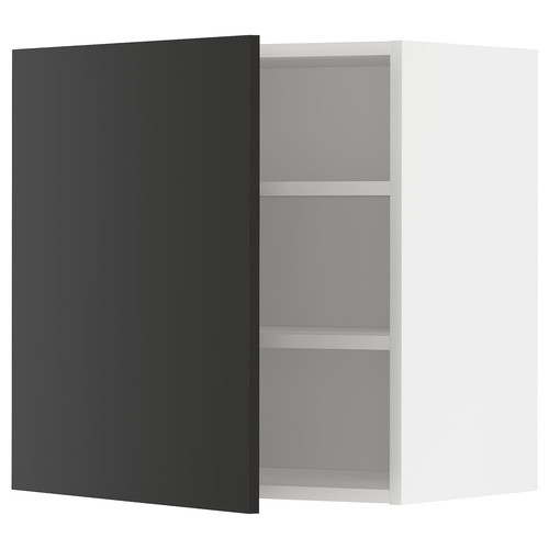 METOD Wall cabinet with shelves, white/Nickebo matt anthracite, 60x60 cm