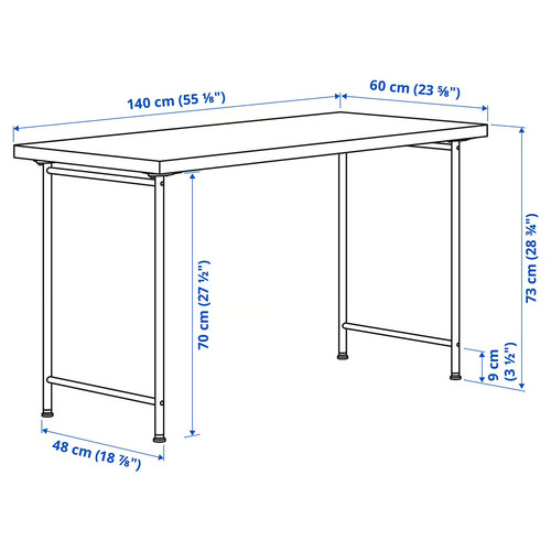 LAGKAPTEN / SPÄND Desk, white/black, 140x60 cm