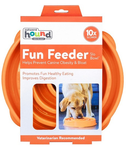 Outward Hound Fun Feeder Dog Bowl, orange