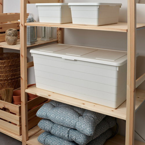 SOCKERBIT Storage box with lid, white, 38x76x30 cm
