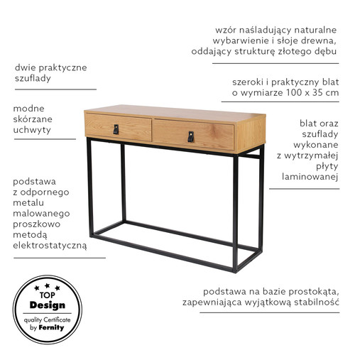 Console Table Abbott, oak/black