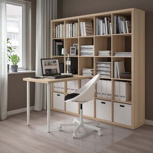 KALLAX / LINNMON Desk combination, white/white stained oak effect, 182x139x182 cm