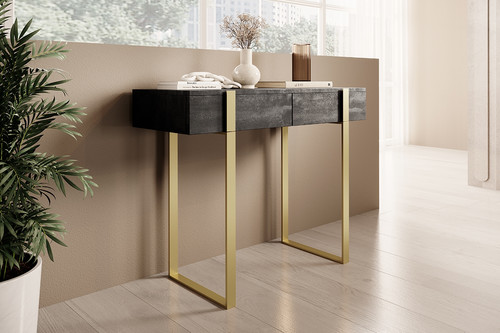 Modern Console Table Dresser Dressing Table Verica, charcoal/gold legs