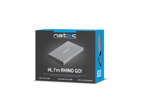 Natec External HDD Enclosure Rhino Go 2.5" USB 3.0, grey