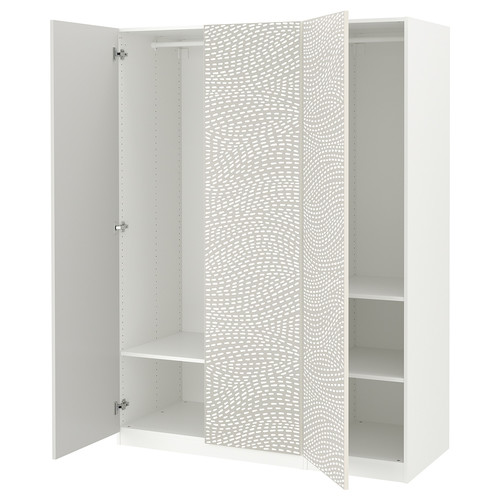 PAX / MISTUDDEN Wardrobe combination, white/grey patterned, 150x60x201 cm