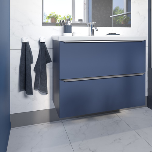 Goodhome Wall-mounted Basin Cabinet Imandra Slim 80cm, matt dark blue