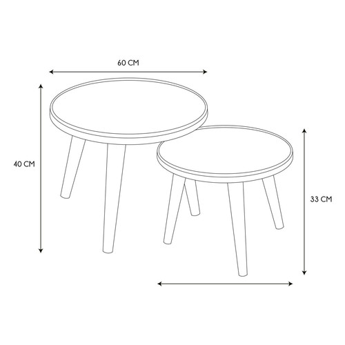 Coffee Tables Set Felix 2pcs, pine