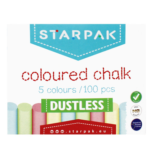 Starpak Dustless Coloured Chalk 5 Colours 100pcs