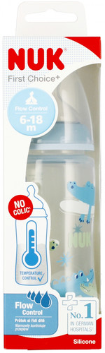 NUK First Choice Plus Baby Bottle with Temperature Control 300ml 6-18m, blue