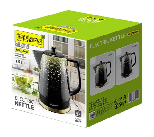 Feel Maestro 1.5L Ceramic Electric Kettle 1500W MR-074-SILVER