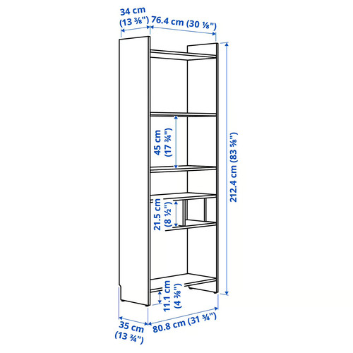 LÅDMAKARE Storage combination, with 1 shelf insert/oak effect, 81x35x212 cm