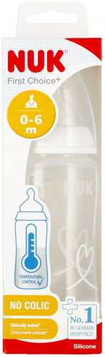 NUK First Choice Plus Baby Bottle with Temperature Control 300ml 0-6m, white