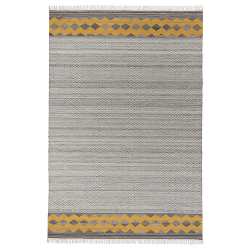 RYSSGRÄS Rug, flatwoven, grey-yellow/handmade, 200x300 cm