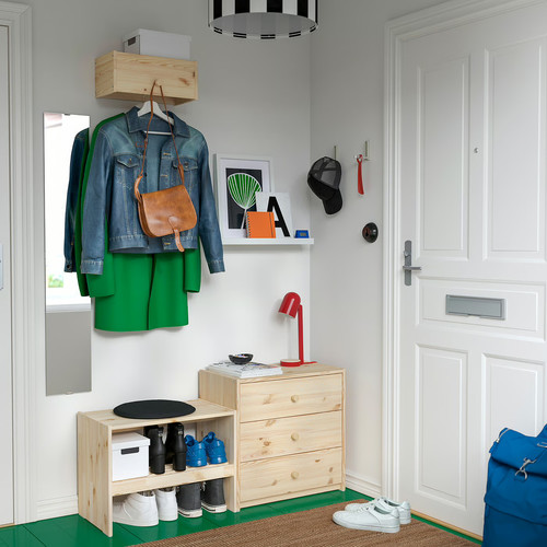 RAGGBERG Coat rack with shelf, pine, 40x21x17 cm