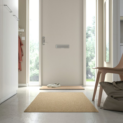 LÄTTBETONG Runner, flatwoven, beige/light brown, 80x150 cm