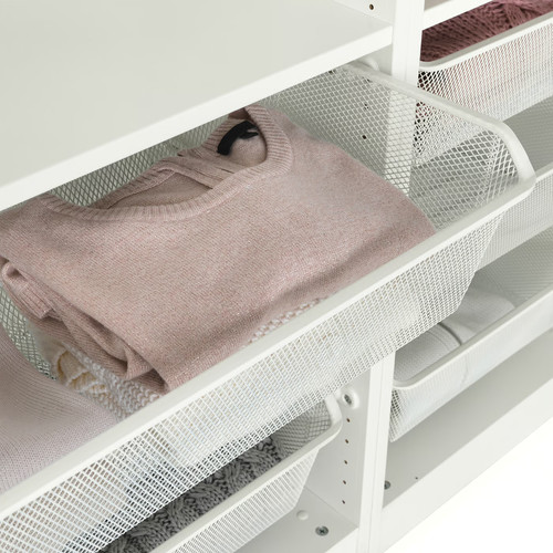 KOMPLEMENT Mesh basket with pull-out rail, white, 100x35 cm