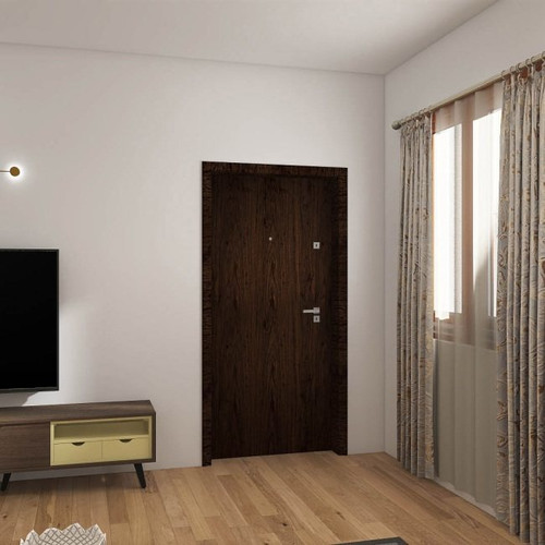 Flat Entrance Door Dominos 80, left, natural walnut