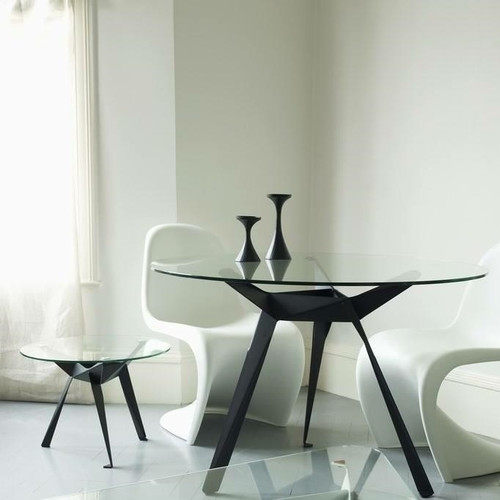 Dining Table Troy 90cm, transparent/black