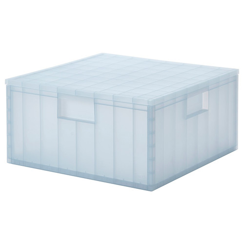 PANSARTAX Storage box with lid, transparent grey-blue, 33x33x16.5 cm