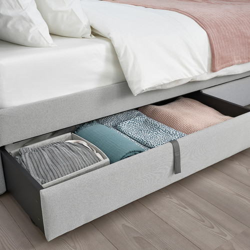 GLADSTAD Upholstered bed storage box, Kabusa light grey, Single/double