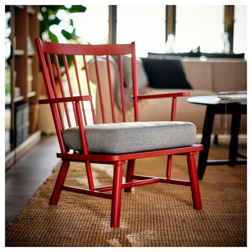 PERSBOL Armchair, brown-red/Tibbleby beige/grey