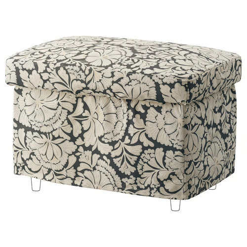 STRANDMON Slipcover for footstool, Ribersborg dark grey/beige