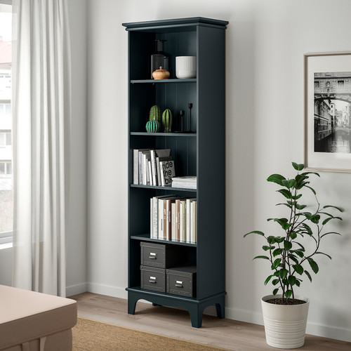 LOMMARP Bookcase, dark blue-green, 65x199 cm