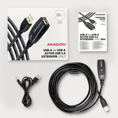 AXAGON USB Cable ADR-220 USB 2.0 A-M -> A-F act 20m
