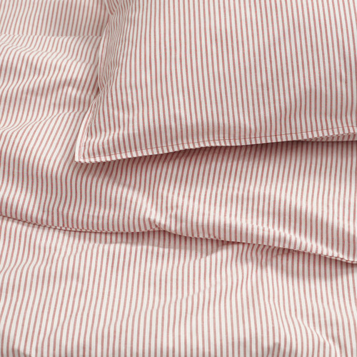 SOLFIBBLA Duvet cover and pillowcase, white red/stripe, 150x200/50x60 cm