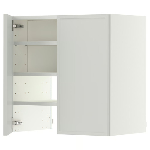 METOD Wall cb f extr hood w shlf/door, white/Aspudden light grey, 60x60 cm