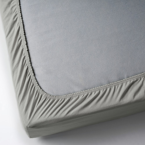 VÅRVIAL Fitted sheet, light grey, 120x200 cm