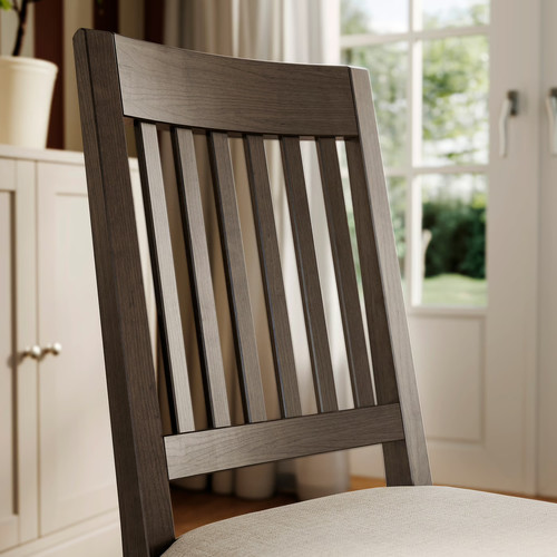 ROSENTORP / NÄSINGE Table and 4 chairs, black/Kilanda light beige dark brown stained, 155/215x87 cm